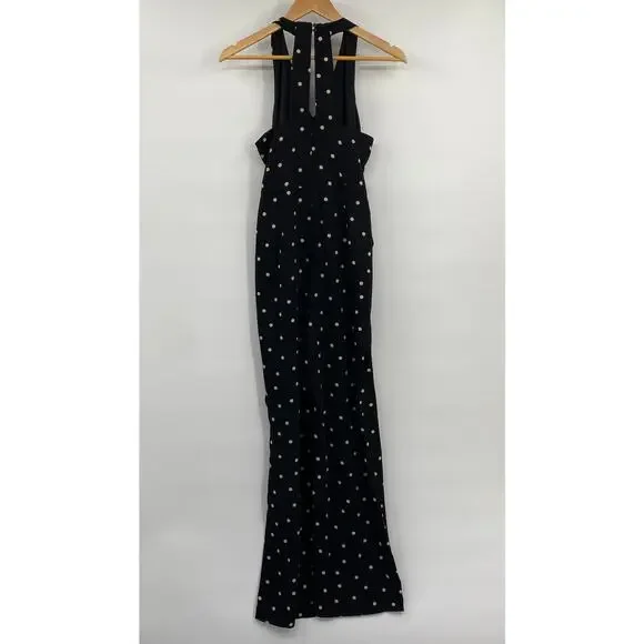 Ann Taylor Polka Dot Jumpsuit Racerback Wide Leg Sleeveless Black Beige Womens 2 - Picture 5 of 9
